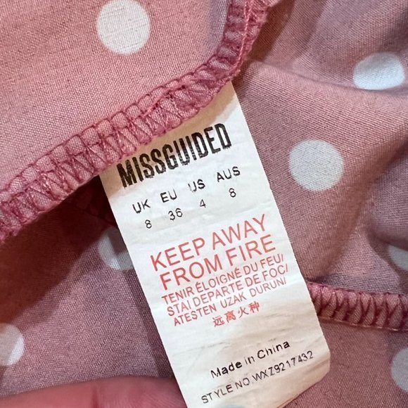 Women's Missguided Pink Polka Dot Wrap‎ Dress Size 4 - Picture 6 of 7